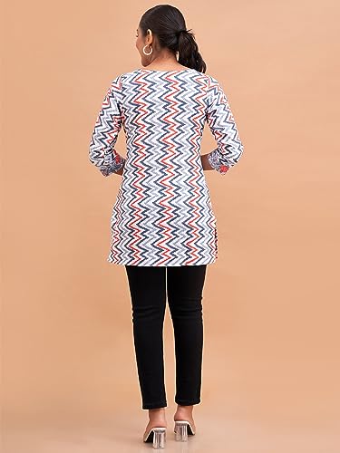 Image of feranoid Women Cotton Printed Short Kurti | Short Kurti for Women | Printed Cotton Kurti