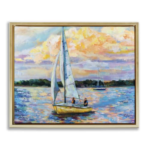 Nautical Sailboat Landscape, 16 x 20 Inch Canvas in Floater Frame