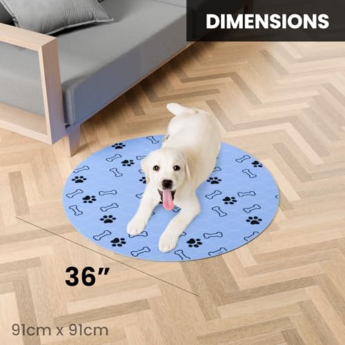 Image of Buddy's Best Washable Pee Pads for Dogs - Medium (Round 36 inch) - Ultra-Absorbent, Non-Slip, Ideal for Training, Incontinence - (2-Pack) + Bonus Grooming Glove