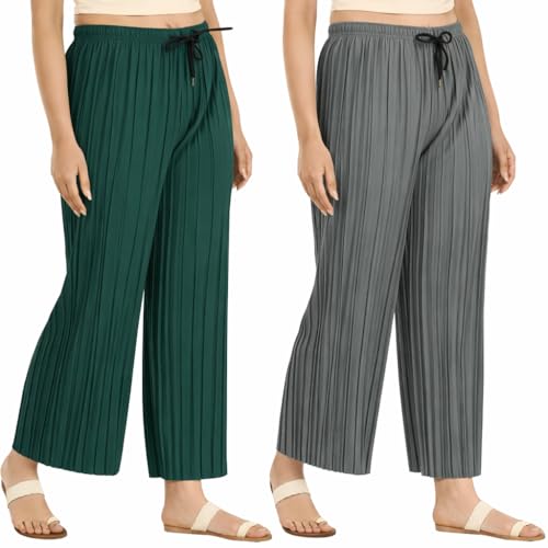 Image of Trendz Women's and Girls Cotton Blend Regular Fit Palazzo Pants | Set of 2
