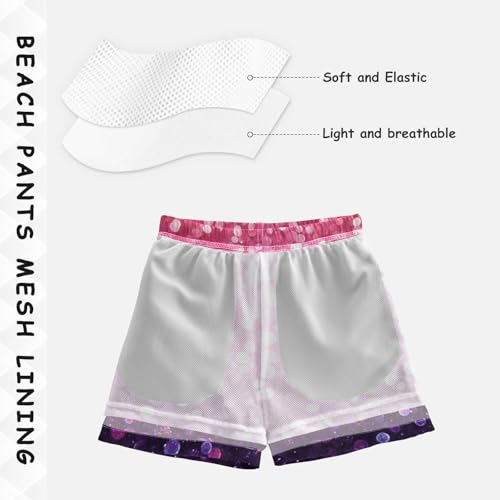 Pigsaly Boys Swim Trunks Raspberry Pink Deep Purple Gradient Flashing Glitter Boys Board Shorts Swimsuit Swimwear S4