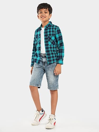 Image of LILPICKS Boys Full Sleeves Regular Wear Checked Casual Shirt (Multi Green)