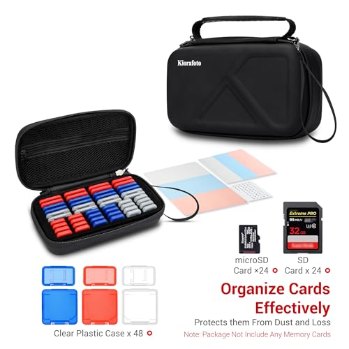 Image of EVA PU Memory Card Case with 48PCS Clear Plastic Memory Card Holder for 24 SD SDHC SDXC & 24 TF MSD Cards,Dual-Protect Water-Resistant Anti-Shock MicroSD SD Card Carrying Organizer with Label