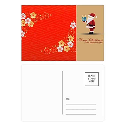 Cartes postales Père Noël Sakura rouge or lot de 20 sans bavure encre