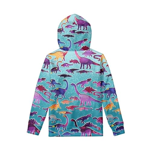 Boys Girls Hoodies 3D Printed Dinosaurs Hooded Sweatshirts Casual Long Sleeve Pullover with Pocket for 6-16 Years3