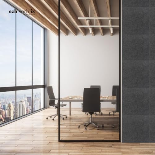 Image of MMT Acoustix Premium Felt Acoustic Panels for Offices, Bedrooms & Studios | Sustainable PET Felt Panels for Echo Reduction & Sound Absorption | 1x1 Ft, 9mm Thick | Ash - Pack of 8