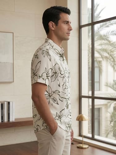 Image of Yash Gallery Men's Cotton Warli Print Shirt Collar Regular Shirt