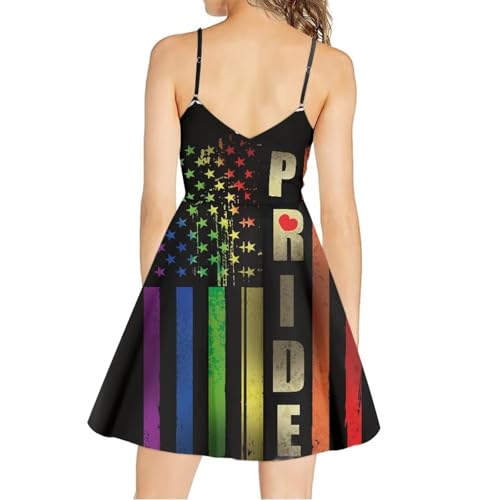 Image of Women's Spaghetti Strap Dress Summer Casual Swing Sundress Girls Beachwear Swing Mini Dress