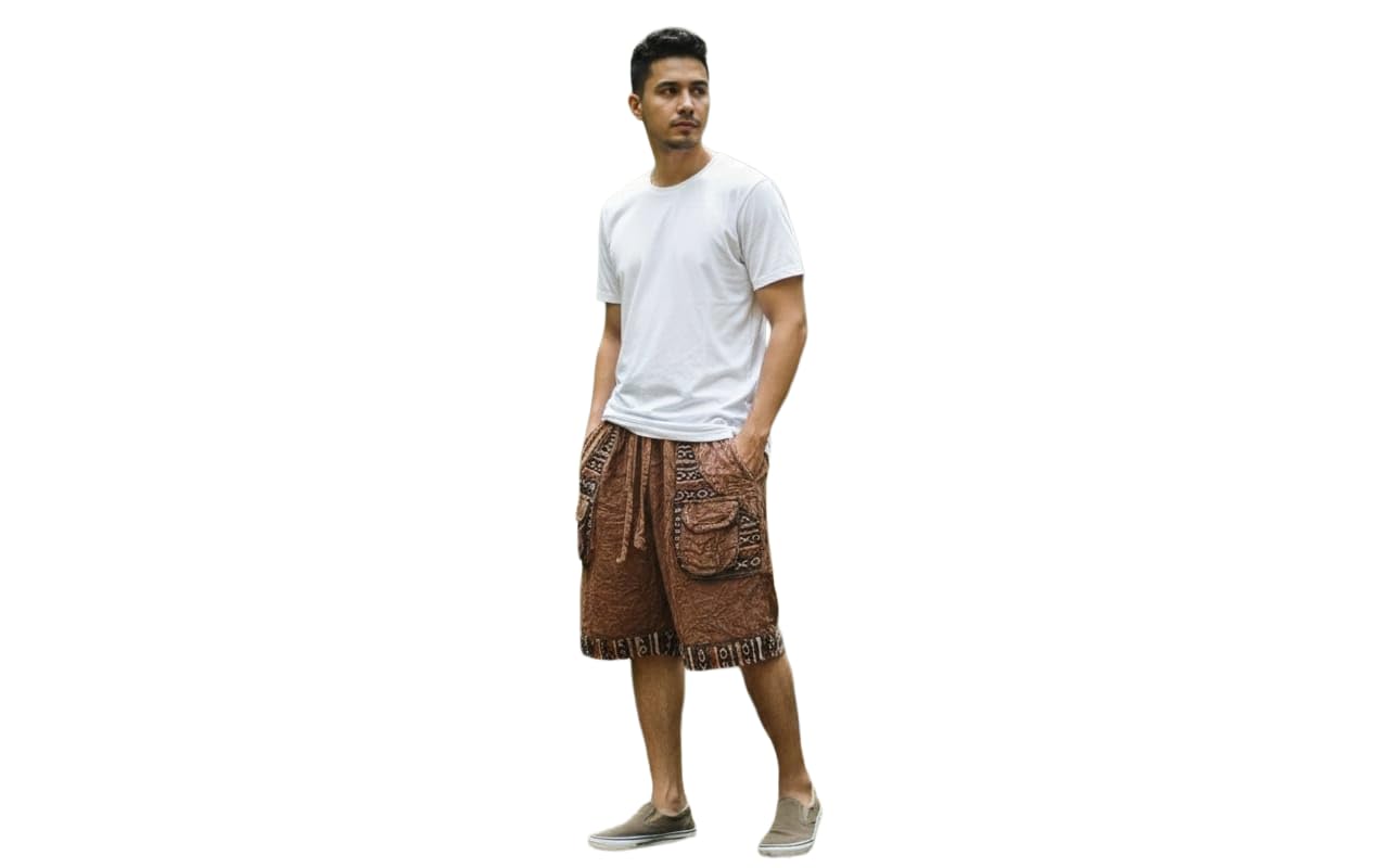 Men’s Tribal Print Cargo Shorts – Casual Summer Drawstring Shorts-picture-39