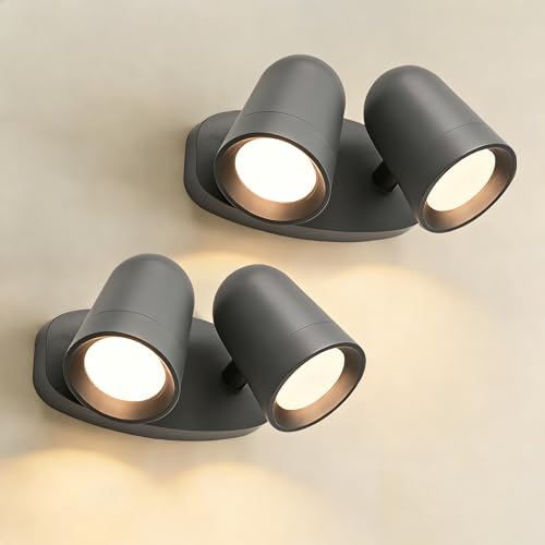 JNR 2 Pack Lampe d'extérieur murale IP65 Applique murale étanche pour l'extérieur, double spot extérieur en aluminium Lampe d'extérieur murale avec 2 * 5W...
