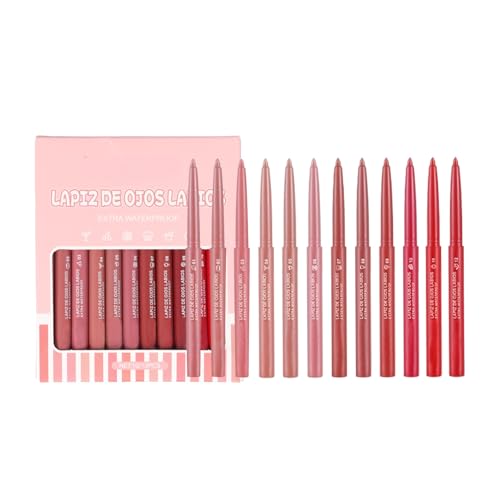 12 Farben Lipliner Set Mattes Lipliner Stift Lippenstift Set, Hochpigmentierte, Glatt Textur Natürliches