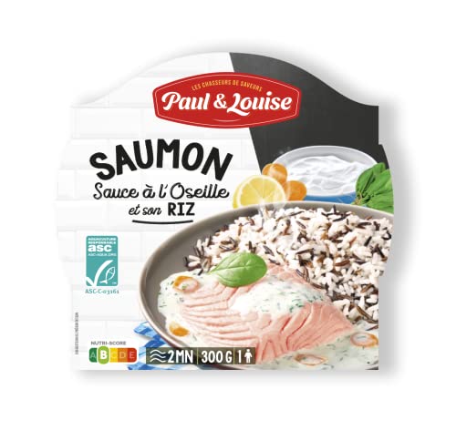 Paul & Louise Saumon sauce à l'oseille et son riz 300g - Prêt en 2 min - 100% Poisson certifié ASC