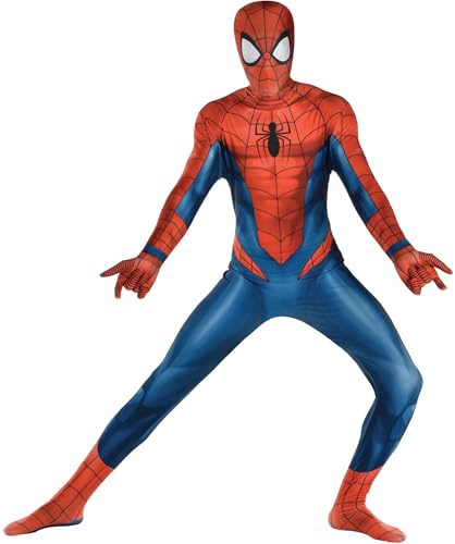 Party City Spider-Man Suit Costume for Men - Marvel Comics Superhero One-Piece Costume - Costumes for Halloween, Birthday Parties & Themed Events