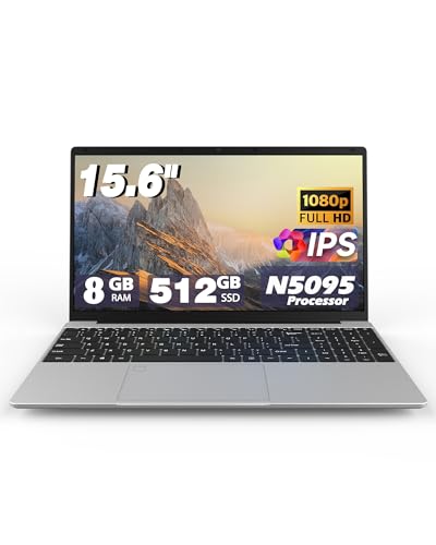 Image of Laptop Computers,15.6 inch IPS 1080P Screen,N5095 Processor 4C 4T Up to 2.9Ghz 8GB RAM 512GB SSD, Laptops with Fingerprint Recognition Backlit Keyboard,WiFi,USB 3.0, Webcam, HDMI