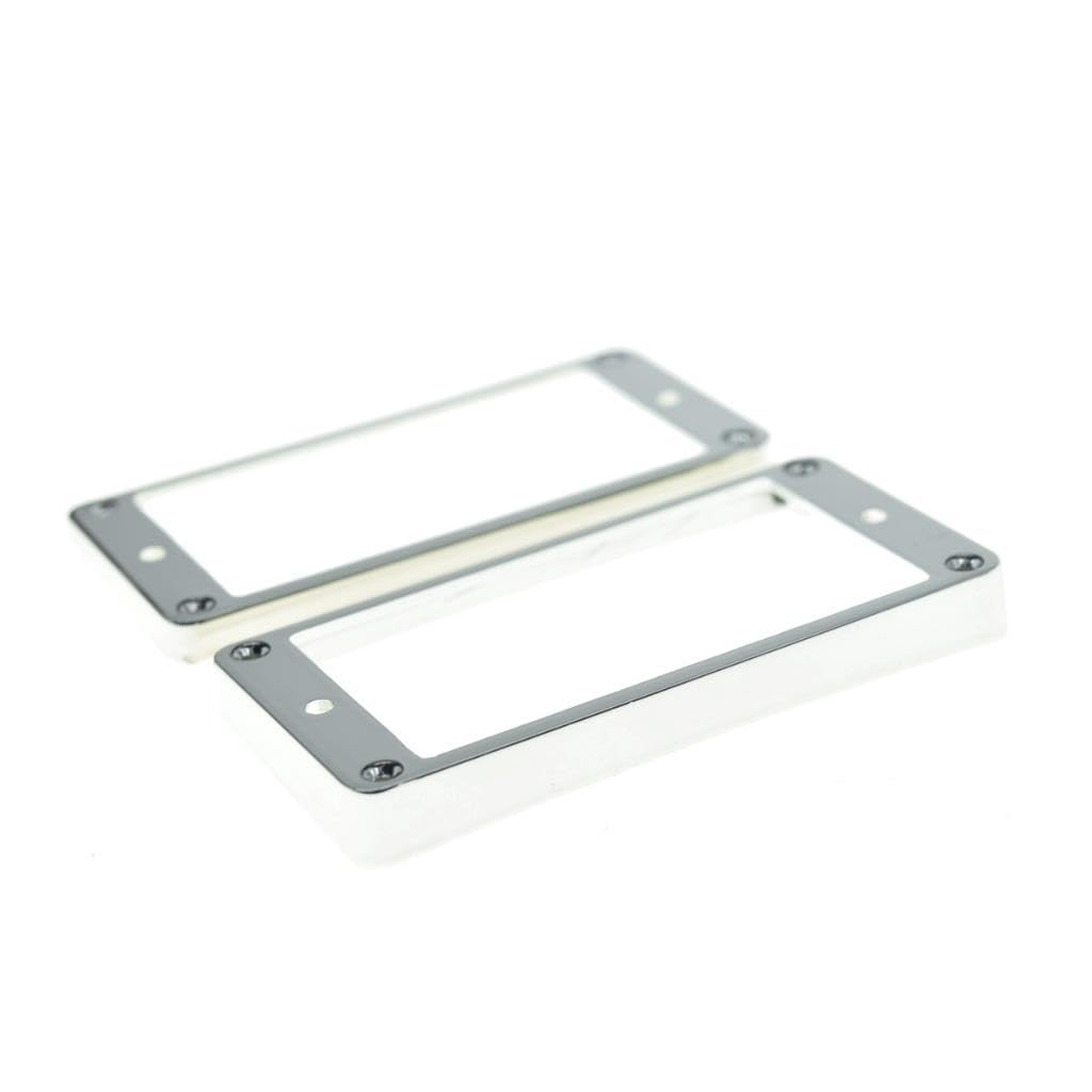KAISH 2pcs Chrome Humbucker Pickup Ring Curved Bottom Frame for Epiphone Les Paul, Chrome Plated Plastic - Image 3