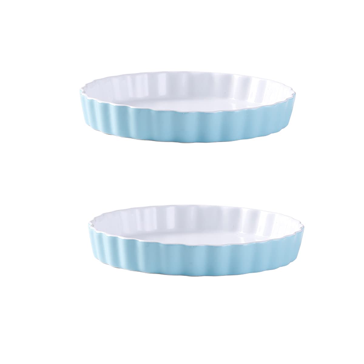 Ceramiczne naczynie do piekarnika, naczynie do cia Okrągła, karbowana forma do pieczenia quiche Forma ceramiczna idealna do pieczenia tart, kremu brulee, potraw z kremem i sernika Porcelanowa patelnia