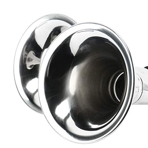 Amarine Made 12V Marine Boat Horn 125Db Stainless Steel Dual Trumpet Horn For Ship Truck Rv Trailer, Low And High Tone , 18-1/2" #TOP5