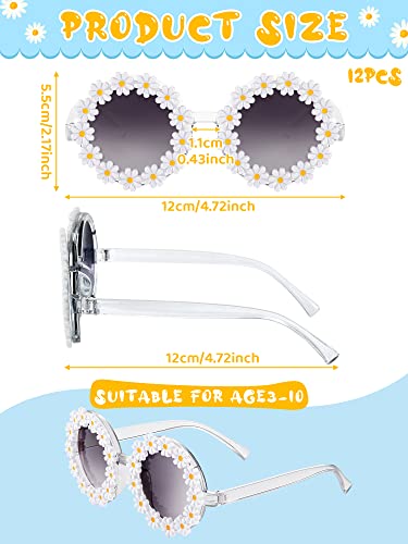 Flutesan 12 Pairs Daisy Sunglasses Bulk Flower Round Sunglasses for Funny Party Beach Party Eyewear(White Flower)2