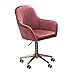 FineBuy Chaise De Bureau 85-105 cm Velours Rose | Chaise Design Pivotant avec Accoudoirs et Dossier | Chaise Coquille 120 kg | Fauteuil Pivotant avec des Rôles
