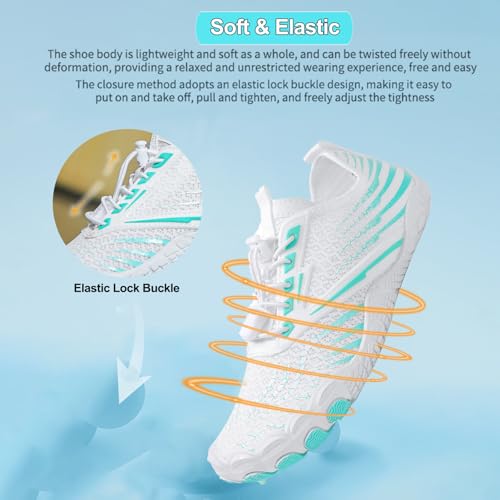 Image of Beach Water Shoes for Women Men Quick Dry Non-Slip Wide Toe Hike Barefoot Footwear for Beach Pool Aqua Swim Surf Walk