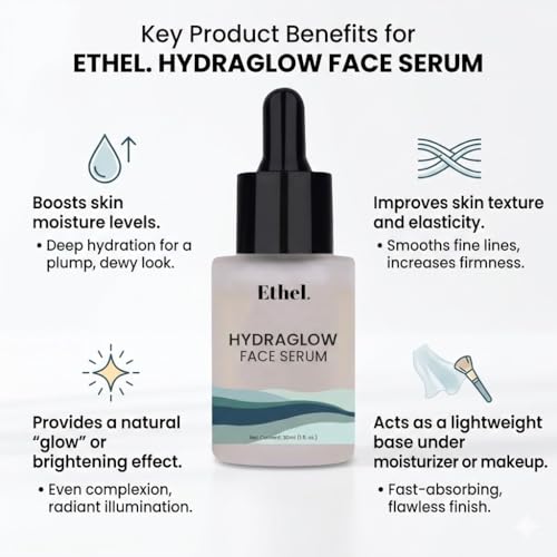 Image of Ethel Hydra Glow Face Serum | Intense Hydration & Skin Barrier Protection | Enriched with Hygroplex HHG, Fucogel, Aquaxyl & Betaine | Lightweight, Fast-Absorbing, & Radiance-Boosting Formula | For All Skin Types