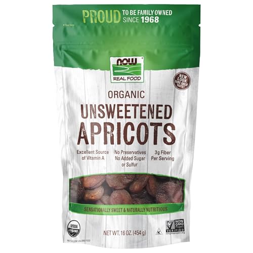 NOW Foods, Organic Dried Apricots, Unsweetened, No Preservatives, Added Sugar or Sulfur, 16-Ounce (Packaging May Vary)