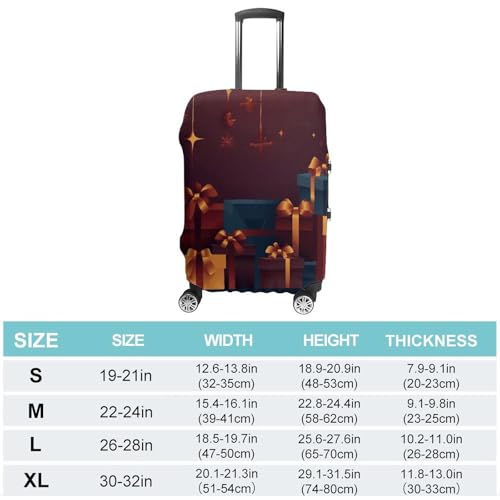 Christmas Gift Box Travel Luggage Cover Elastic Washable Suitcase Cover Dustproof Anti-Scratch Suitcase Protector Fits 19-32 Inch Luggage, S2