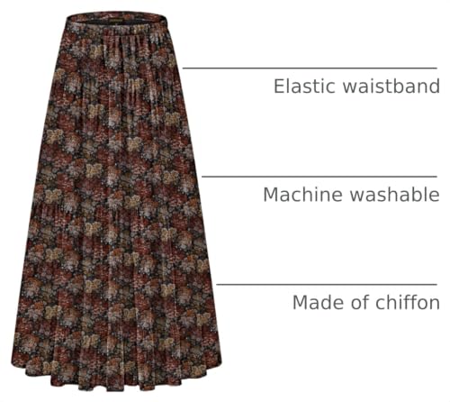 Image of NASHALYLY Women's Chiffon Elastic High Waist Pleated A-Line Flared Maxi Skirts