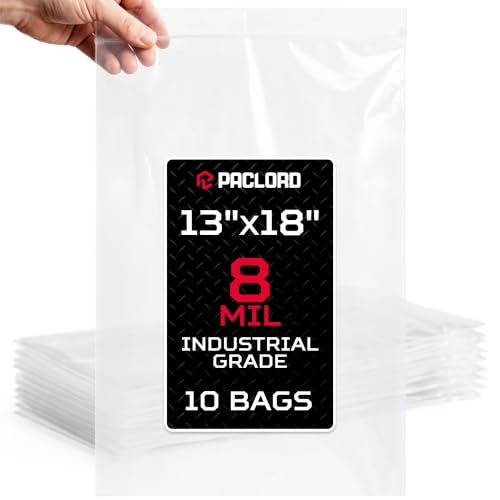13" x 18" Heavy-Duty Large Zip Plastic Bags, 10 Count
