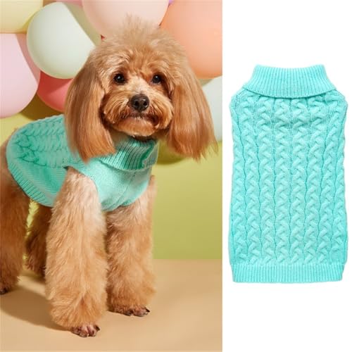 FANSU Hundepullover Kleine Hunde, Hunde Pullover Waschbar Hundepulli, Weich Einfarbig Strickpullover Hunde Shirt Elastisch Warmer Hunde Pullis, Strickpullover mit Beinen (S,Blau)