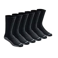 Dickies Men's Dri-tech Moisture Control Crew Socks Multipack, Black (6 Pairs), Shoe Size: 12-15