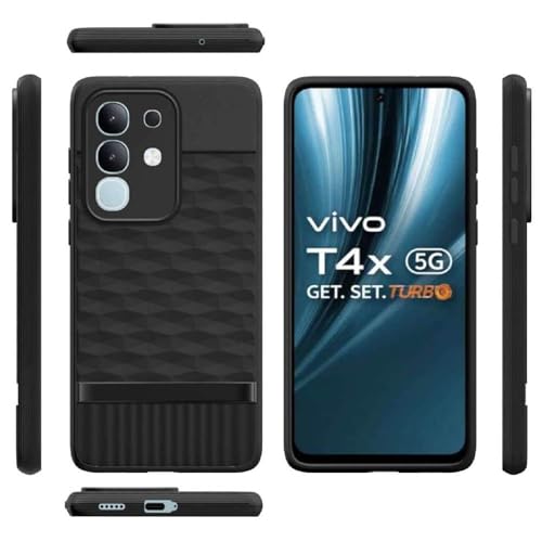 Image of Shockproof Case for Vivo T4x 5G / Y29 4G / Y31 Pro 5G / iQOO Z10x 5G | Full Camera Protection | TPU Flexible Back Cover for Vivo T4x 5G / Y29 4G / Y31 Pro 5G / iQOO Z10x 5G (Matte Black)