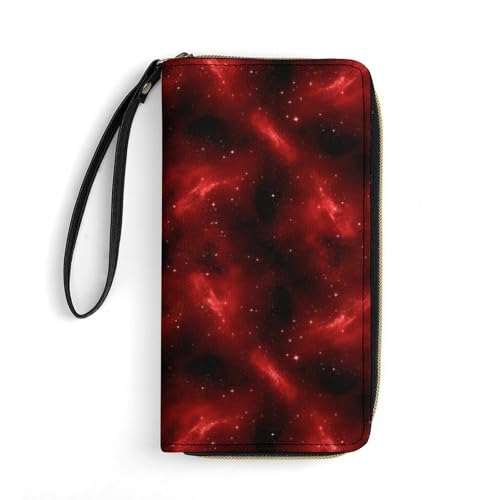 Women Wallet Leather Blocking Galaxy Space Star Card Holder Ladies Clutch Wallet with ID Window Wristlet Long Purse