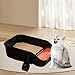 Bothyi Cat Litter Box for Indoor Cats with Scooper Pet Supplies Bedpan Container Semi Closed Open Top High Sides for Kitten Hamsters, Black