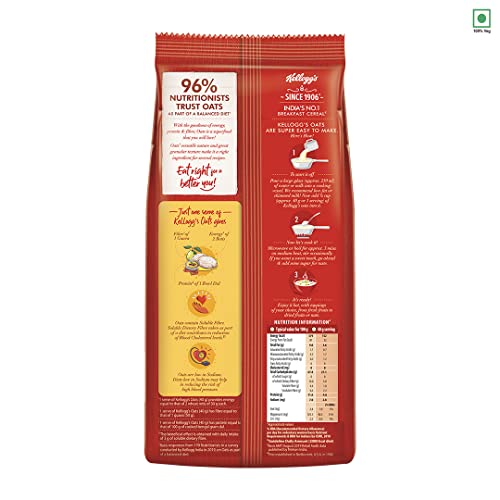 Image of Kellogg's Oats, Rolled Oats, Nut,High in Protein and Fibre, Low in Sodium, 1.5Kg Pack