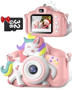 Gofunly Kids Camera, 1080P HD 2.0" Digital Camera for Kids with 32GB Card, Selfie Toy, Birthday Gifts Presents for Girls Ages 3-12