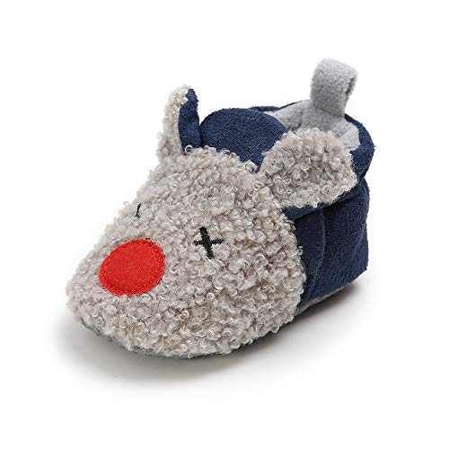 Baby Boys Girls Winter Animal Cotton Shoes Infant Toddler Non-Skid Soft Sole First Walker Winter Warm Crib Shoes, Mouse 0-6 Months