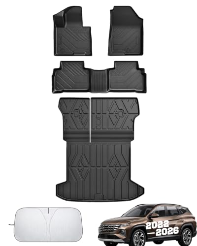 Image of Floor Mats for Hyundai Tucson 2022-2025 2026(Excluding Hybrid & PHEV), All Weather Protection Custom Floor Mats Trunk Cargo and Car Windshield Cover Set for Car Accessories,Car Floor Liners Set