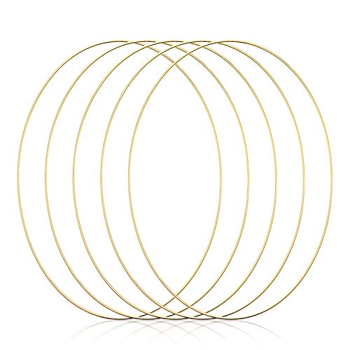 5 Piezas Aros Floral Grande de Metal Anillos Aro de Oro Macramé...