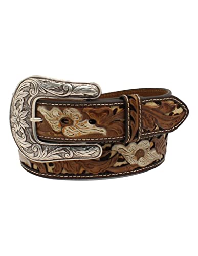 Nocona Women's Tooled Leopard Print Floral Western Belt - N320002402