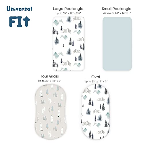 Image of GRSSDER Stretchy Ultra Soft Fitted Bassinet Sheet Set 3 Pack, Universal Fit for Bassinets Baby Cradle Moses Basket Oval Rectangle Mattress Snug and Safe, Cute Wild Forest Mongooses for Baby