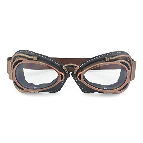 Heinmo Vintage Retro Pilot Goggles For Motorcycle Cruiser Scooter Biker Racing (White) #TOP10