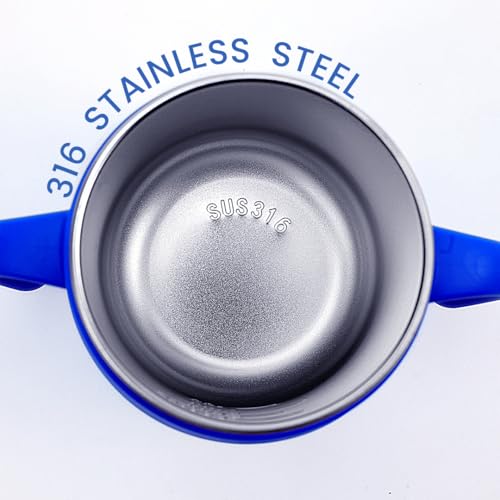 Image of Stainless Steel Insulated Hot & Cold Baby Sipper Bottle with Handle - 260 ml | Anti Spill Milk Feeding Sippy Cup for Toddlers & Kids | BPA Free Water Bottle (Blue)