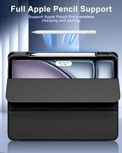 Image of ProElite Case for iPad Air 11 Inch M4 /M3 /M2 2026 /2025 /2024, iPad Air 10.9 inch 5th /4th Gen & iPad Pro 11 inch 4th /3rd Gen 2022 case Cover, Transparent Smart Flip Cover with Pencil Holder, Marble Grey