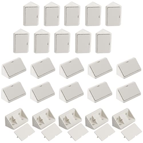 AERZETIX - C65770 - Juego de 25 escuadras de ángulo 42x27mm en plástico con tapa - racor de montaje de muebles - soporte estantes fijación paneles armario tornillo ebanista - color blanco