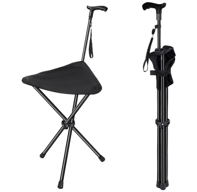 DFsucces 折りたたみ椅子 携帯便利 ステッキチェア スタンディングチェア 簡易いす コンパクト 伸縮 軽量 アウトドア キャンプ 旅行 遠足 釣り 休憩 敬老の日 (伸縮タイプ)