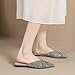 Rhinestone Flat Mules for Women Closed Pointed Toe Fashion Slip On Backless Slides Sparkly Dress Clogs Slippers (Grey,8.5)