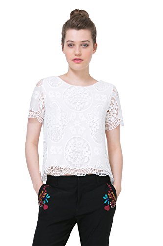 T-shirt Desigual Salamanca macramé blanc idéal pour vos terrasses d'été
