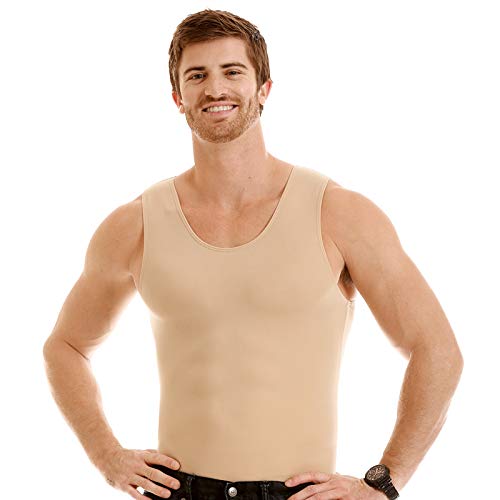 Insta Slim -Made in USA- Compression Tank-Top Shapewear for Men. Tummy Control Slimming Body-Shaper Undershirt for Back Support, Beer Belly, and Gynecomastia (Nude-5XL)