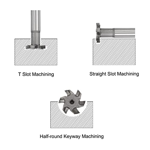 Image of uxcell T-Slot Milling Cutters, 4mm Depth 25mm Cutting Dia 12mm Shank Tungsten Carbide Tip 6 Flutes T Slot End Mill for Stainless Steel Copper Aluminum